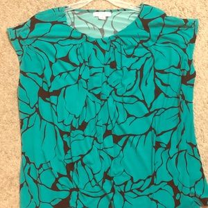Liz Clairborne turquoise and black top